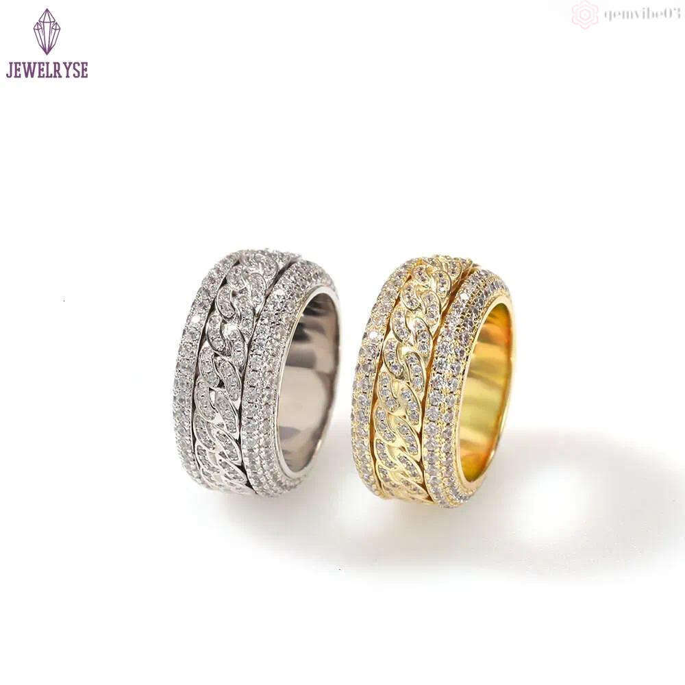 Hip Hop Rotable Cuban Ring Gold Fashion Personality Trendy Ring moissanite diamond 18k gold sterling silver cuban women ring