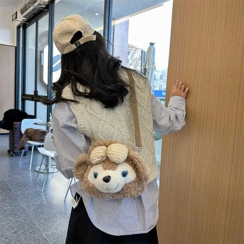 Disney Stellalou Plush Cartoon Brown Rabbit Zipper Commuter Large Capacity Handbag Crossbody Bag Armpit Bag Girl Birthday Gift H251212