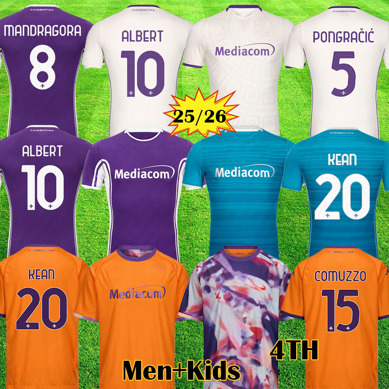 2025 2026 Fiorentinas soccer jerseys KEAN ALBERT 25 26 FIORENTINAS Kit COMUZZO FAGIOLI PICCOLI Florence Third jerseys MANDRAGORA RANIERI DZEKO 4th men kids sets