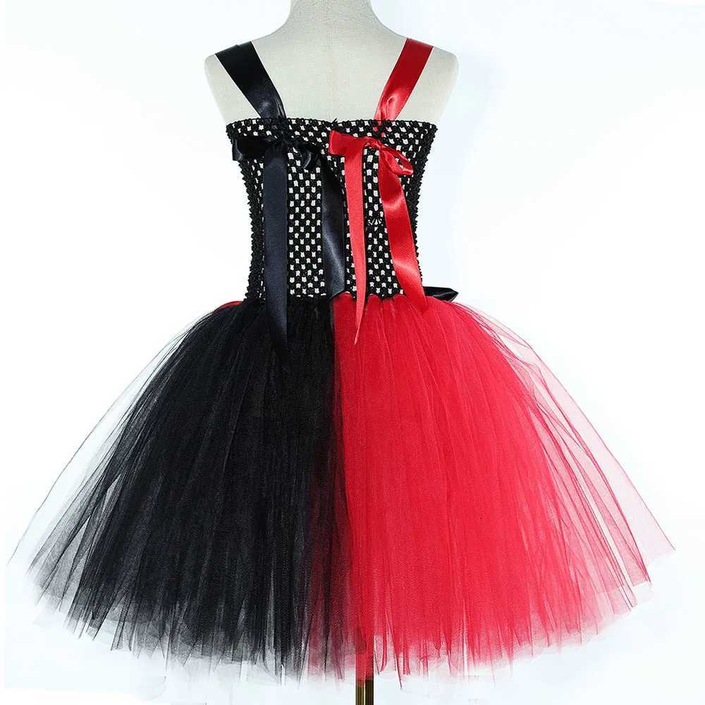 Red Black Clown Halloween Costume for Girls Circus Performance Fancy Dress for Kids Carnival Party Outfit Children Joker Clothes X251212 - view 6