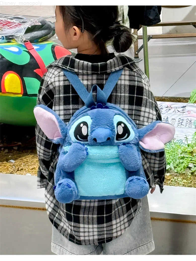 Disney New Cartoon Plush Backpack Kawai Stitch Doll Shoulder Bag Autumn And Winter Style ChildrenS Schoolbag Kindergarten Gifts H251212