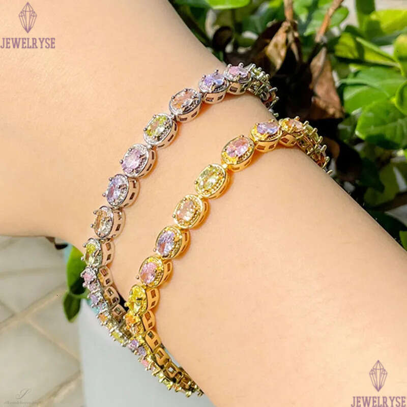 fashion womens diamons bracelet desinger for woman jewelry colorful AAA cubic zirconia charm 18k gold purple crystal copper bracelets bangles party gi