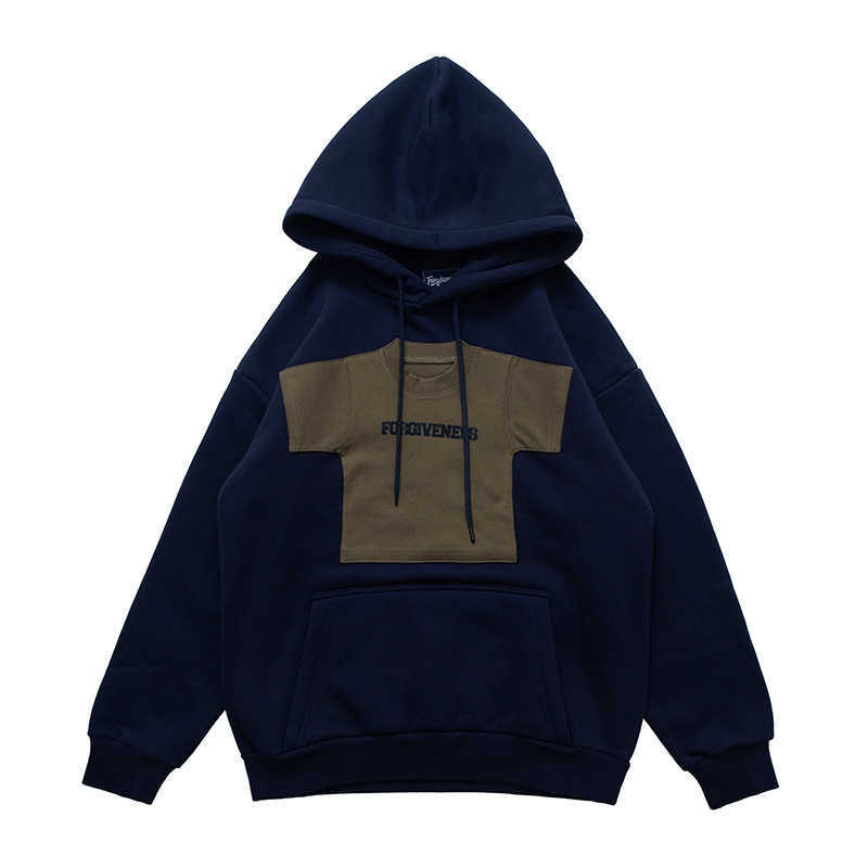 2025 Autumn/Winter New Style American Retro Fun Patchwork Fleece Couple Casual Hooded Sweatshirt Z251212