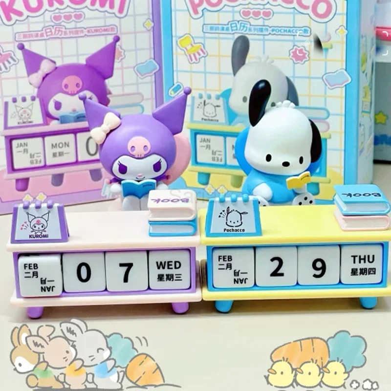 Sanrio Kuromi Pochacco Desk Calendar Ornaments Anime Cartoon Figures Model Removable Desktop Calendar Decorative Tabletop Decoration H251212