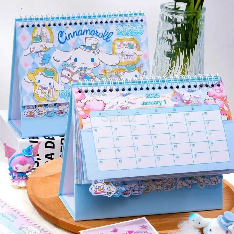 Sanrio 2025 New Calendar Hello Kitty Kuromi Cinnamoroll Student Desktop Decoration Learning Plan Cartoon Calendar Monthly Calendar H251212