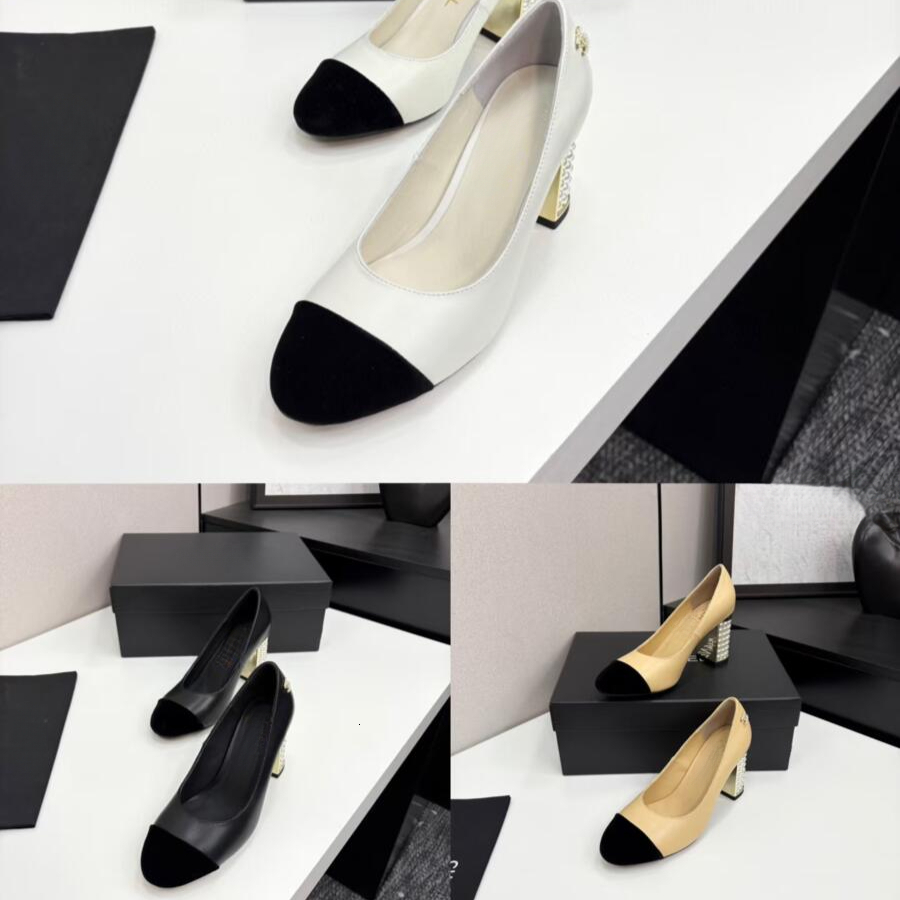 Womens Dress Shoes Wedges Designer shoes Round Toe Chunky Genuine Leather Sling back Pump Heels Paris Classic Sandals