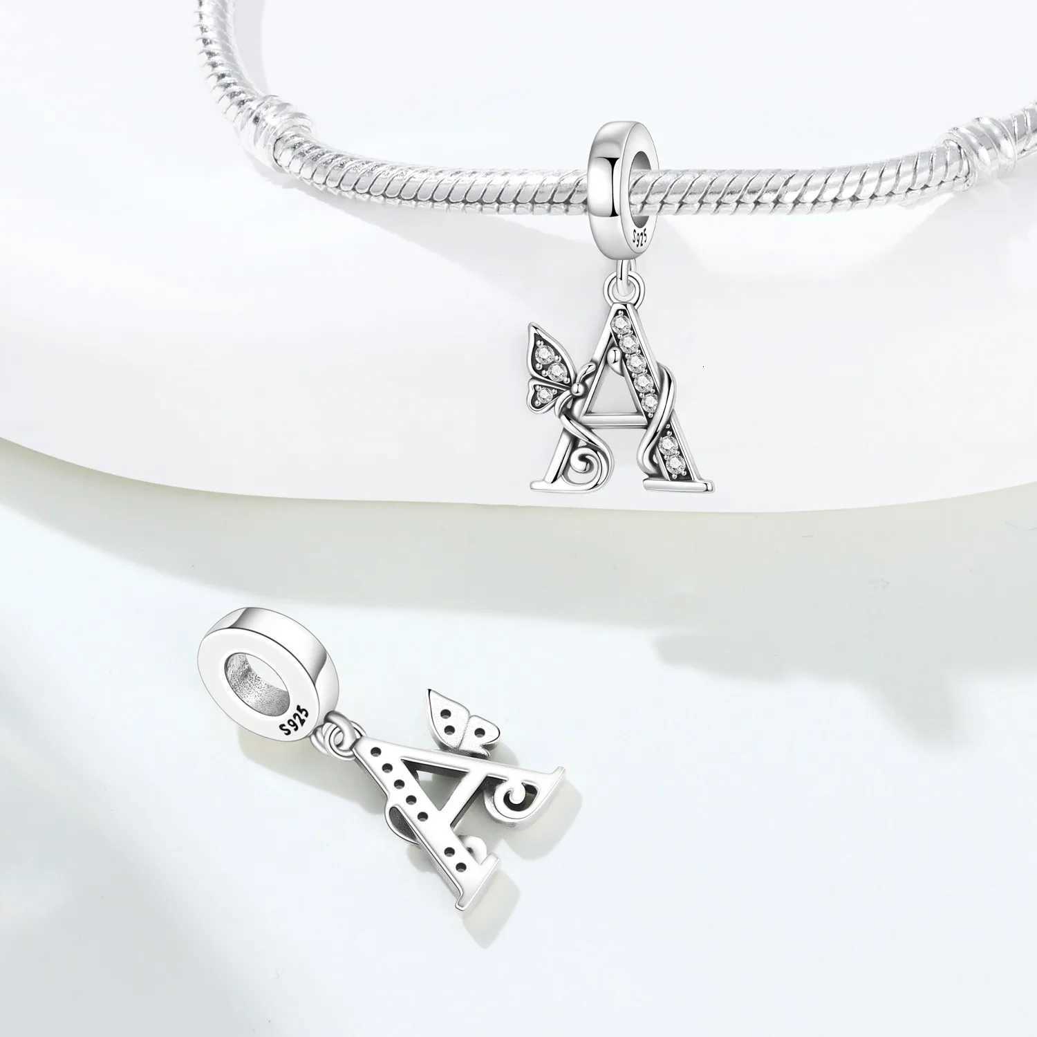 925 Sterling Sier CZ Zircon A-Z 26 Letter Charms bet Beads Pendant Fit Bracelet Necklace DIY Jewelry Y251212