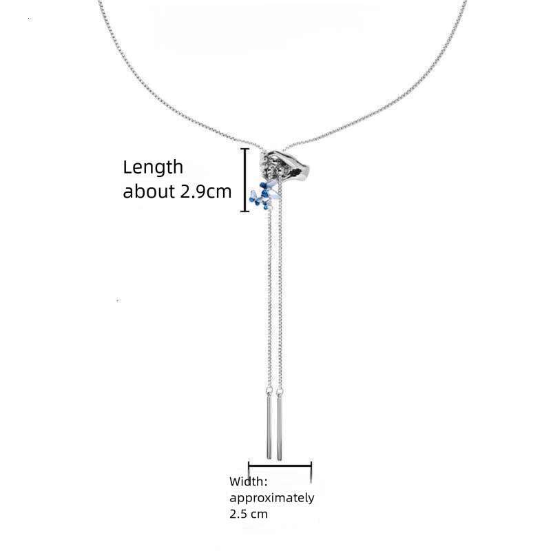 DHcollections Fresh Blue Butterfly Hand Adjustable Necklace Accessories for Women, Autumn Winter High-end Clavicle Chain, Fashionable and Unique Jewel