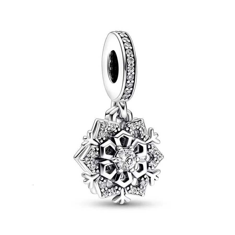 Hot S Sier-Plated Sparkling Hearium ClusterSnowflake Mini Murano Charm Bead Fit Sier Bracelet Jewelry Y251212