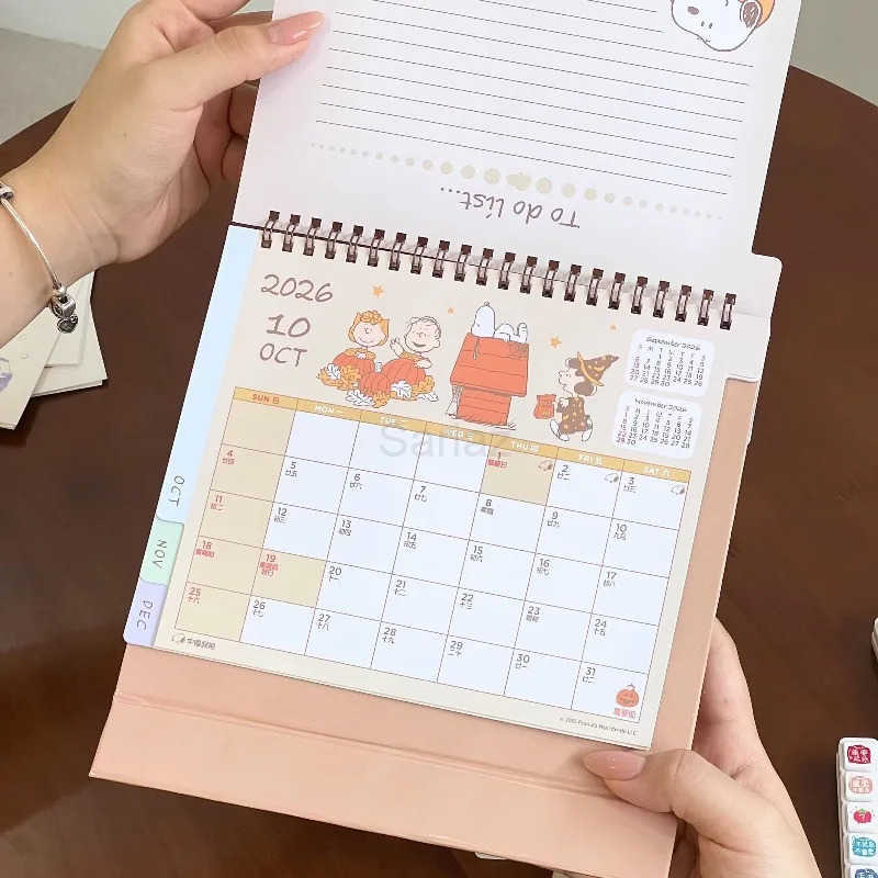 Sanrio Kawaii Snoopy 2026 Calendar Cartoon Fashion Kids Daily Scheduler Planner Agenda Fashion Office Home Decorative Accessories Gifts H251212