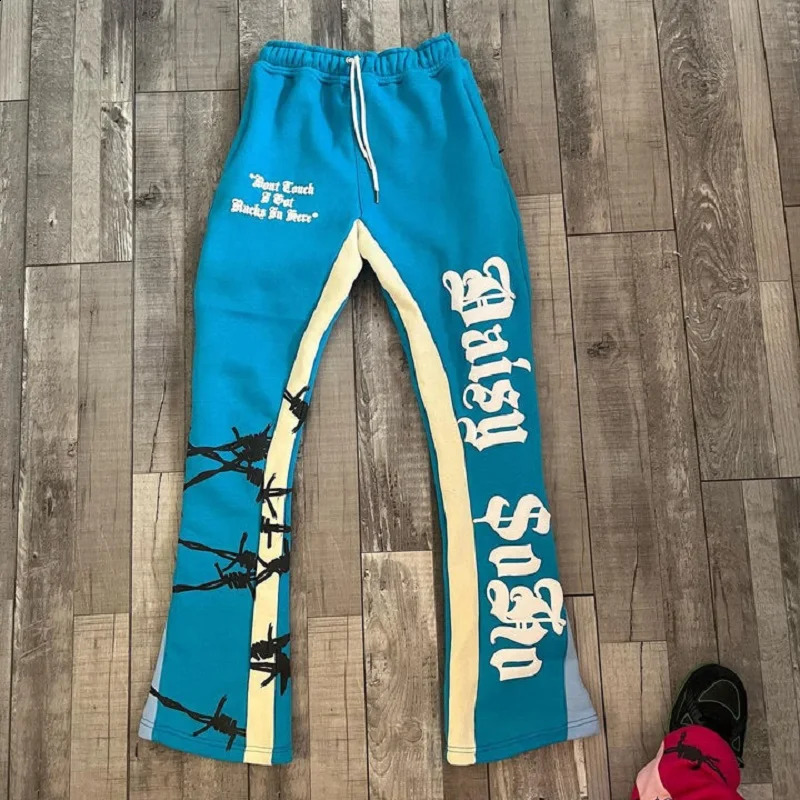 Y2k Street Printed Flared Pants Mens Harajuku Casual Loose Wide Leg Pants Joggers Hip Hop Straight Vintage Trouseres Pants 251211