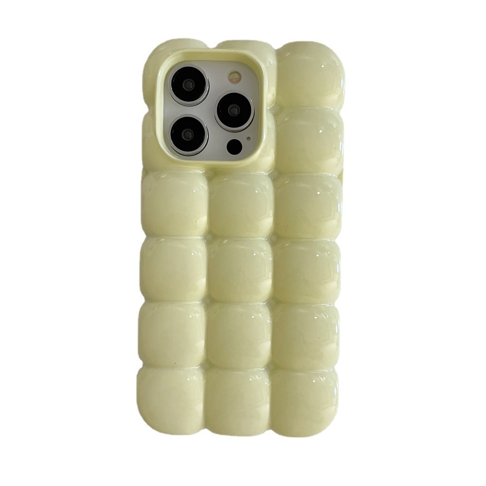 Solid Color Puff Egg Waffle Phone Compatible with iPhone 16 Apple 17 Pro Max 3D 15 Niche 14 Soft Case