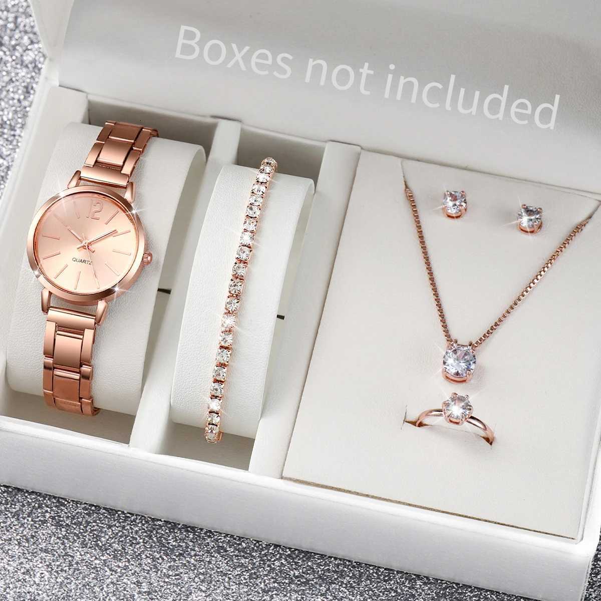 5/6PCS Fashion Women Watches Jewelry Set Luxury Analog Quartz Watch for Women Reloj Mujer Girls Clock GiftWithout Box Y251212