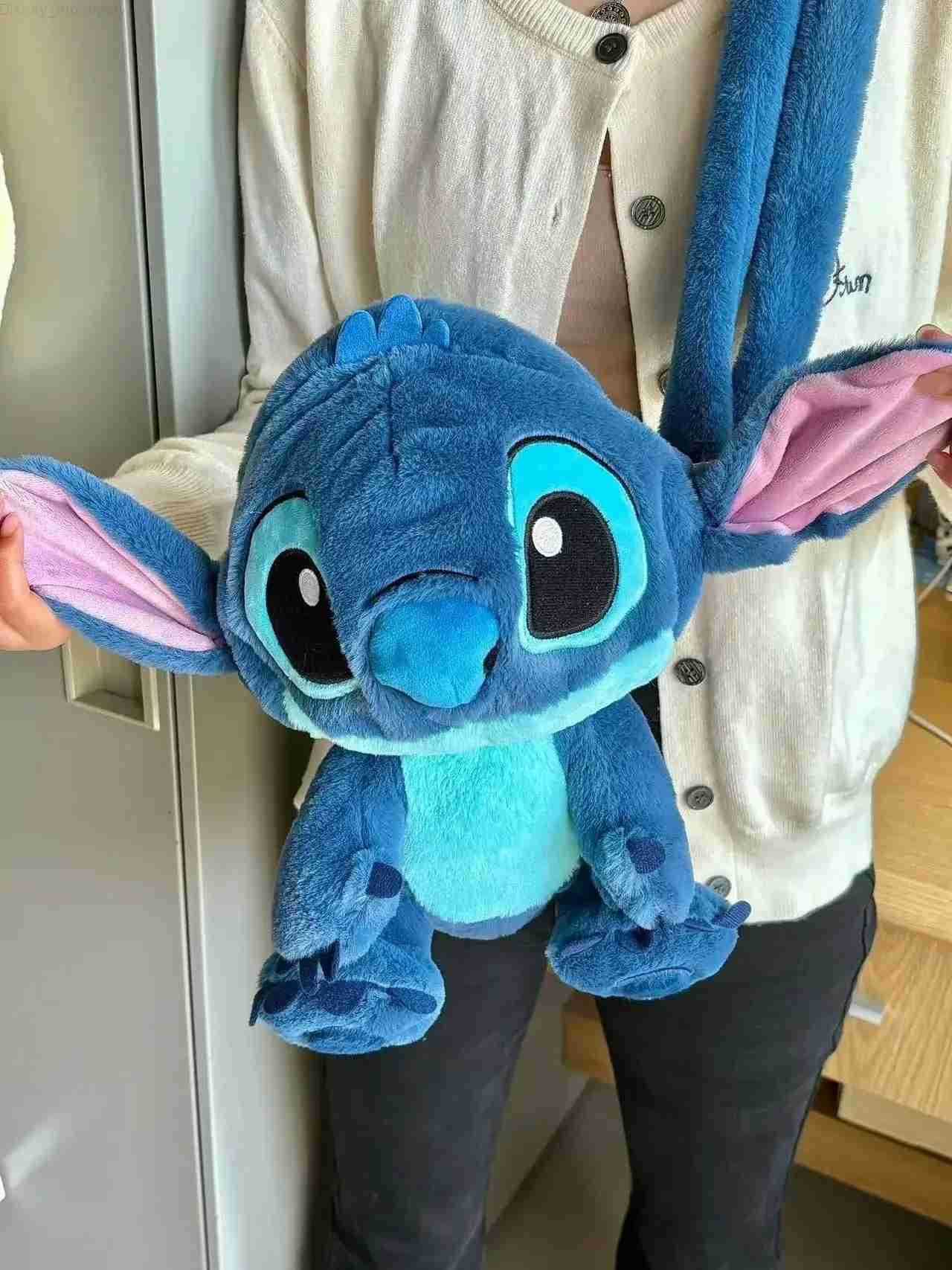 Disney Stitch Plush Backpack Cartoon Cute Doll Crossbody Handbag Kawaii Large Storage Couple Christmas Gift Anime Accessories H251212