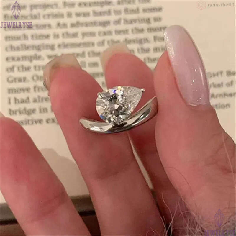 original classic 2ct pear 925 sterling silver designer ring for woman wedding bands eternity lady 5A cubic zirconia luxury engagement diamond rings je