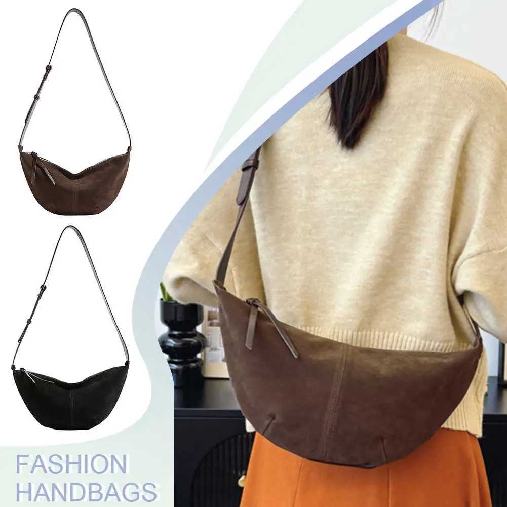 Crescent Bag for Wen Men Adjustable Strap Crossbody Bag Suede Mti-pocket Hobo Sling Bag Dumpling Bag for Work Travel Y251211