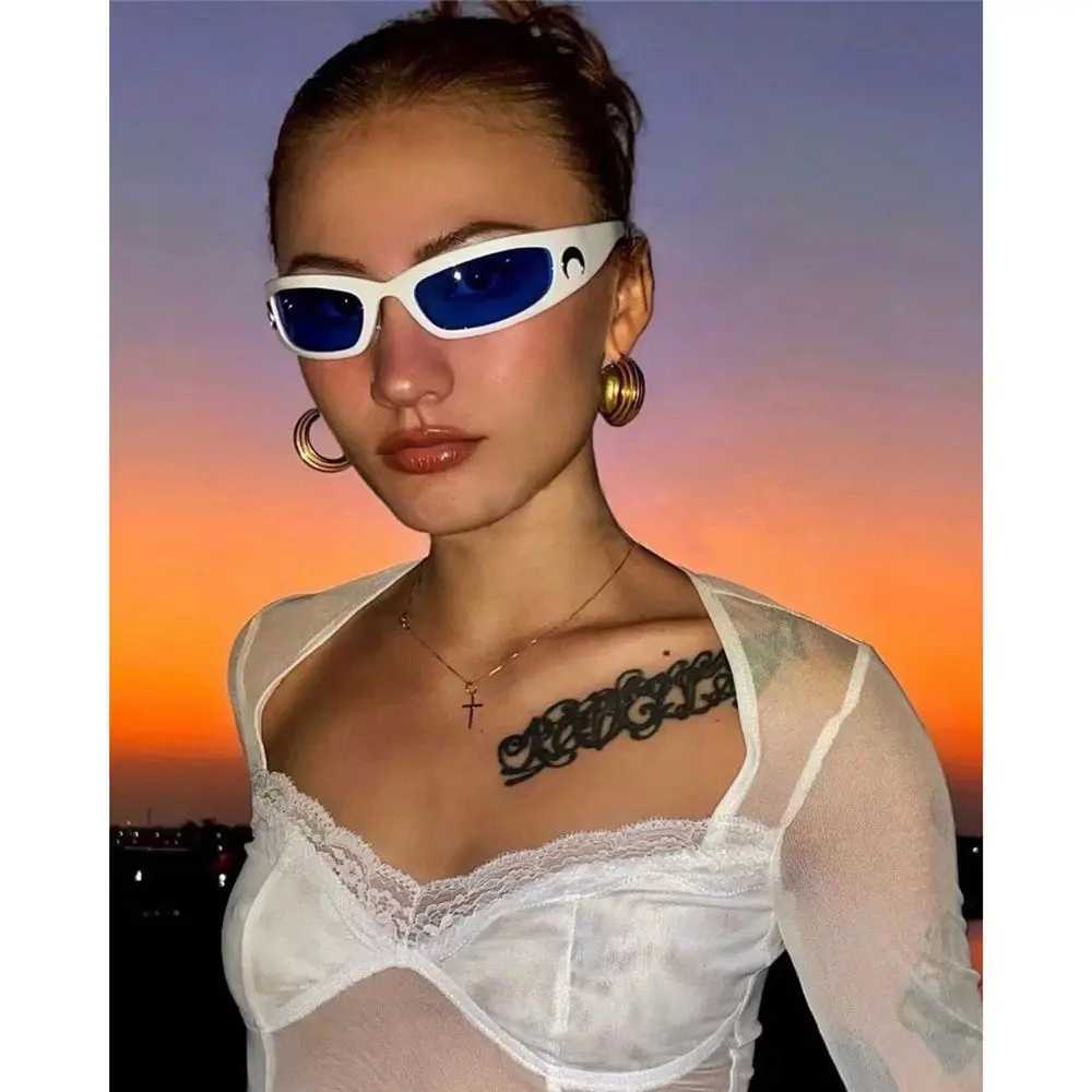 1pc Trendy Designed Moon Rectangular Sunglasses Women Men Outdoor Cycling Sports UV400 Sunglass Vintage Hip Hop Punk Sun Glasses G251212