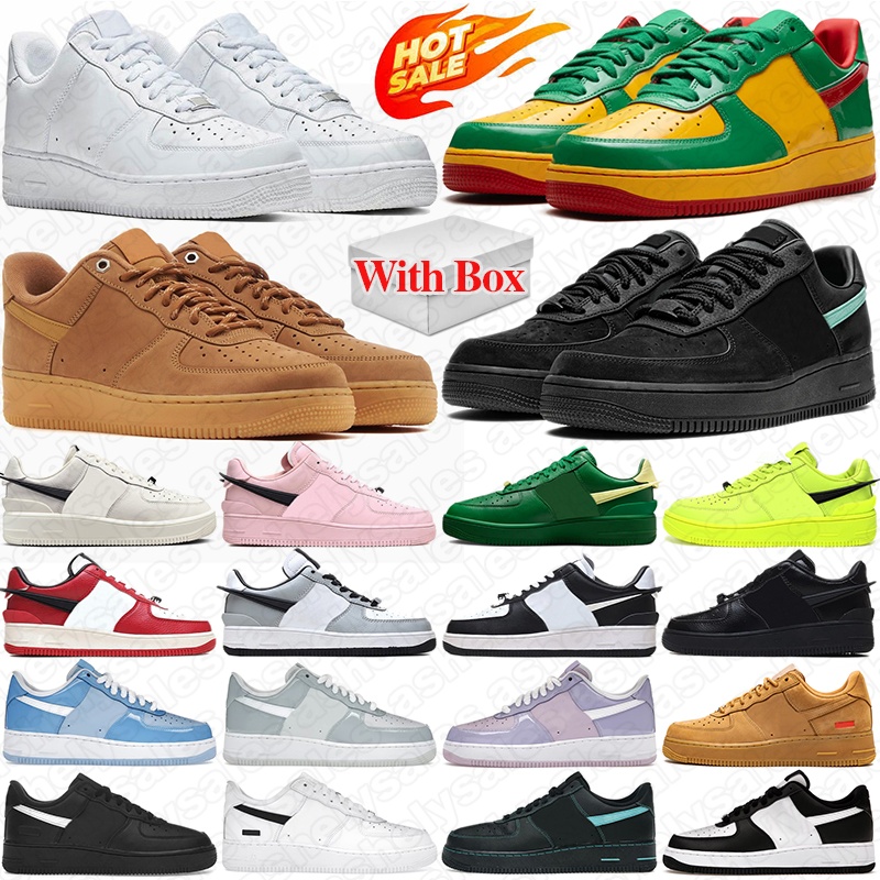 free shipping 1s af1s running shoes white black panda utility flax wheat mens trainers deisgner outdoor sports sneakers men womens airforc 1 forc one walking with box