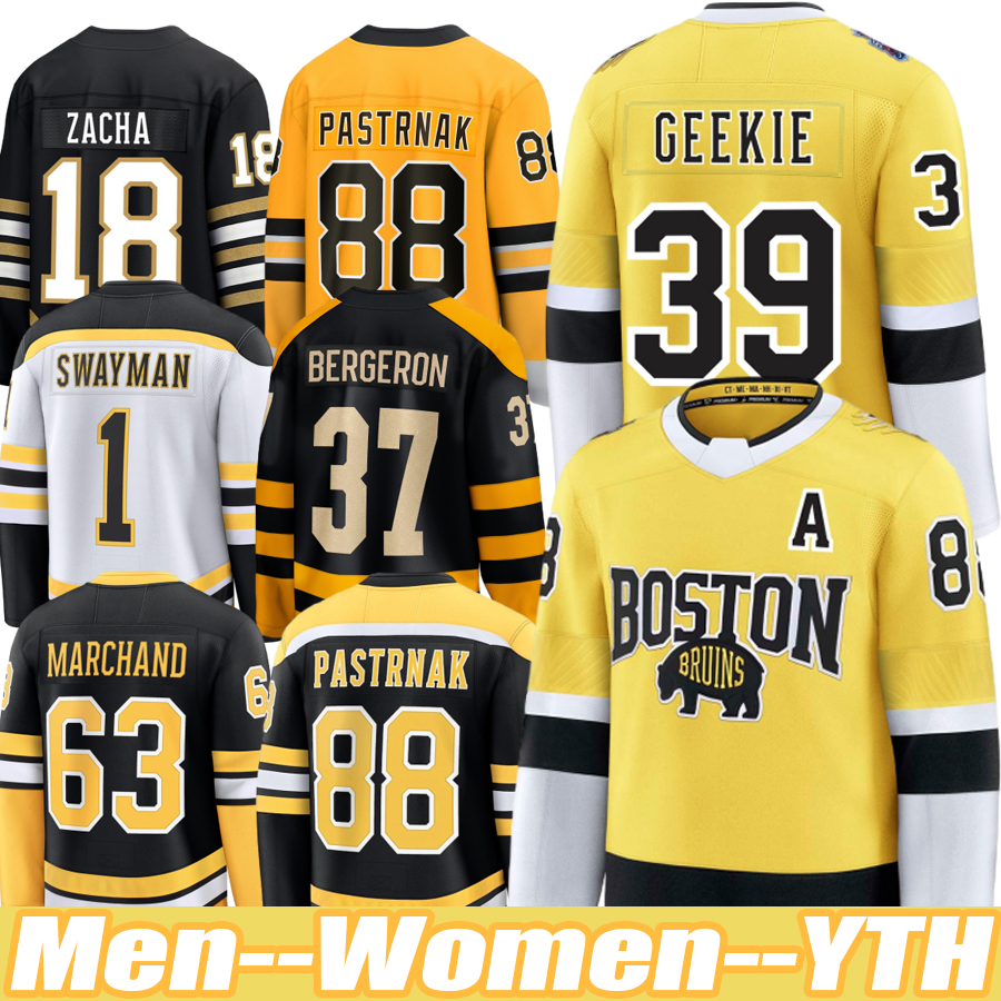 2026 Bostons Bruins Stadium Series Jersey 100th anniversary Stadium Series Jersey #88 Pastrnak A #63 Marchand C #28 Lindholm #1 Swayman #13 Coyle #73 McAvoy A