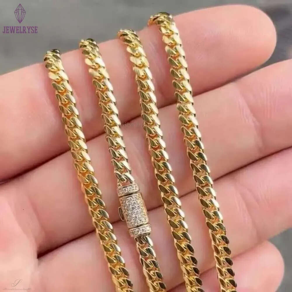 Wholesale 10K 14K Solid Real Gold 8MM Cuban k Chain Bracelet Iced Out Hip Hop Moissanite Necklace Fine Jewelry Men Women