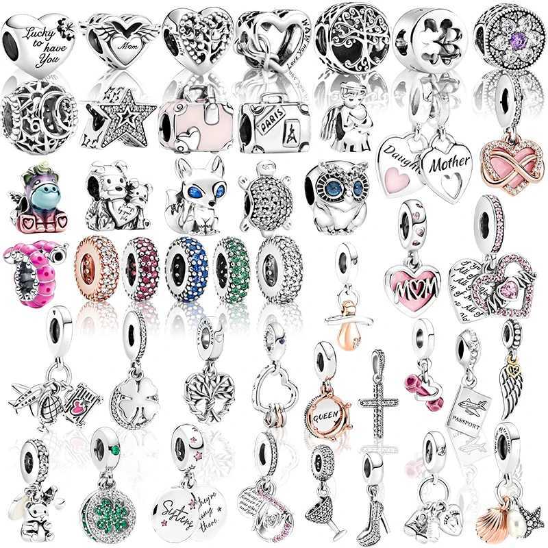 Clear Sparkle Spacer M Script Charm Beads Pendant Fit Sier Bracelet Necklace Beads For Diy Jewelry Wen Gift Y251212