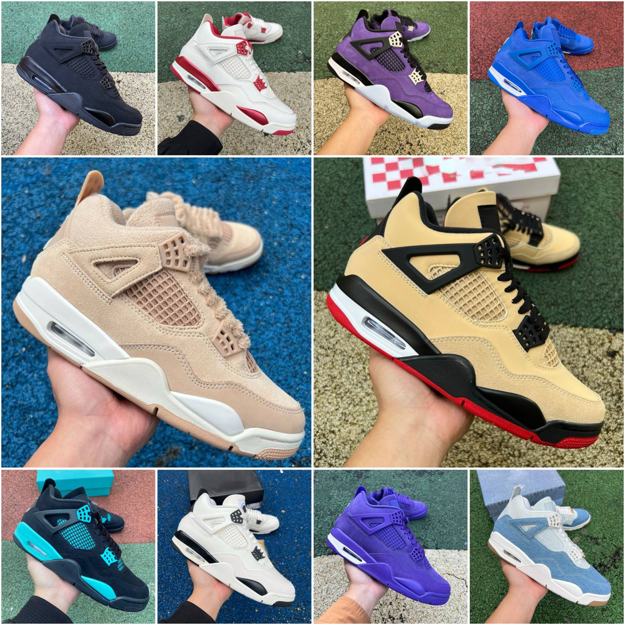 Designer 4 4s Mens Basketball shoes Jump Mans j4 Women Denim Worn Blue Panda Military Black Cat Purple Thunder Cool Grey Bred Forget Me Not Cozy Girl Trainers Sneakers