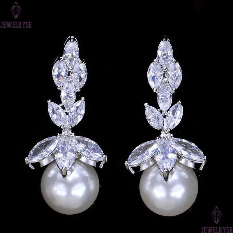 Vinatge Charm earring designer for woman Party AAA Cubic Zirconia Copper White Imitation Pearl Silver Plated Earrings Women Bride Wedding Fashion Jewe