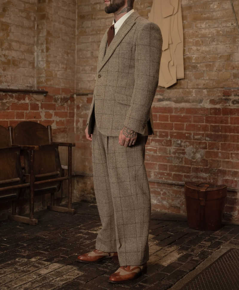 Vintage Grid Men Suit 3 Piece Fit Blazer Pants Vest Single Breasted Winter Formal Business Customized trajes de hombre