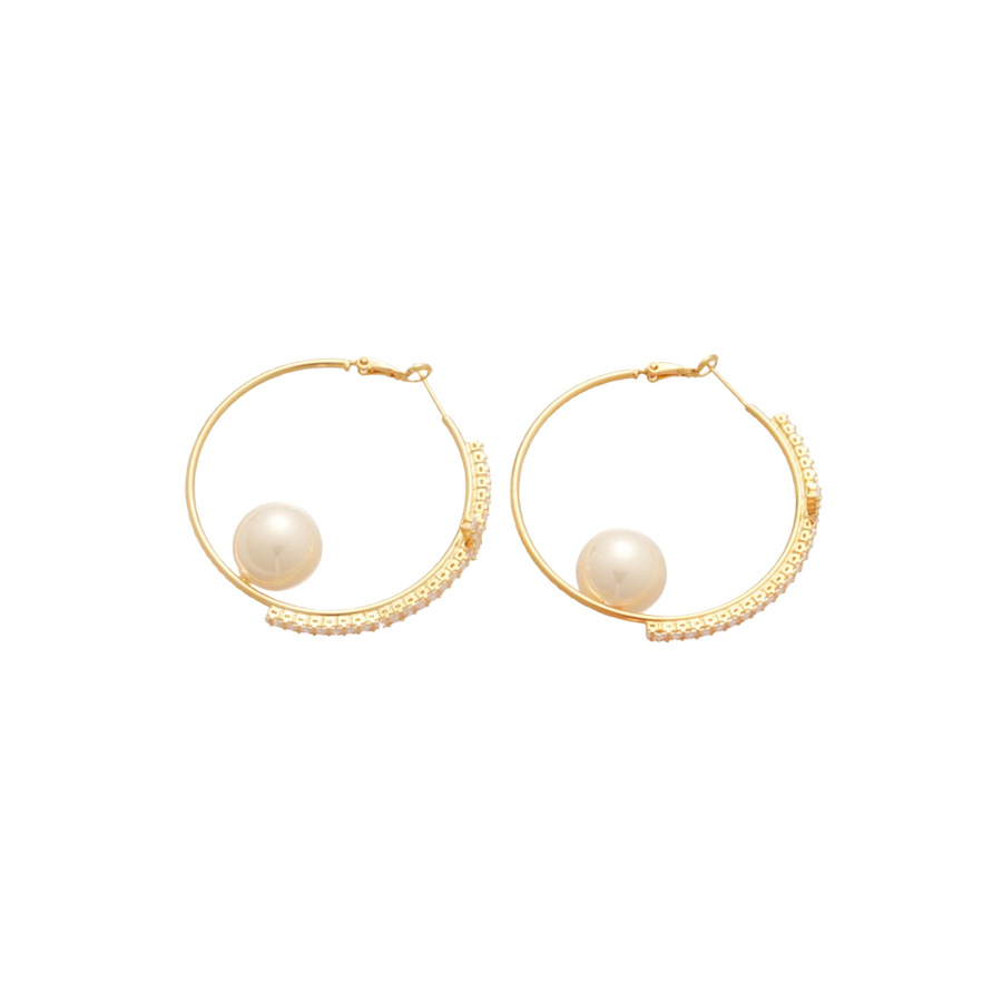 Real Gold Plated Zircon Cross Pearl Hoop European and American Retro Elegant Temperament Earrings Light Luxury High-end Feel Ear Jewelry - view 8
