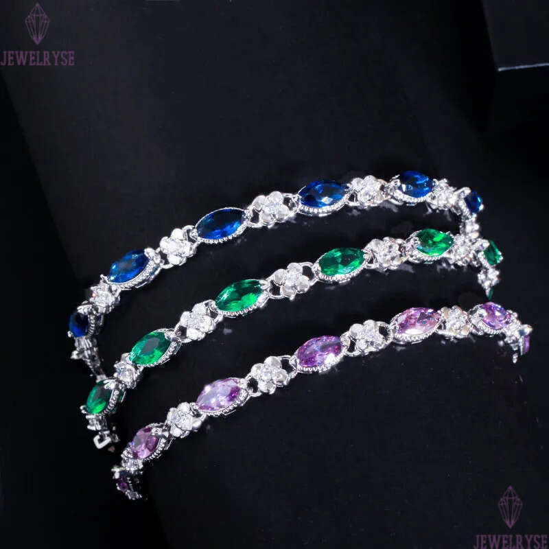 fashion classic tennis bracelet copper AAA cubic zirconia green emerald sapphire purple charm diamond bracelets for woman mothers day jewelry friend g