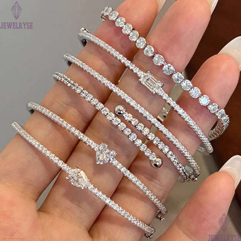 luxury rose gold tennis bracelet designer for woman s925 sterling silver 5A CZ diamond iced out chain bangle bracelets bangles womens jewelry gift box