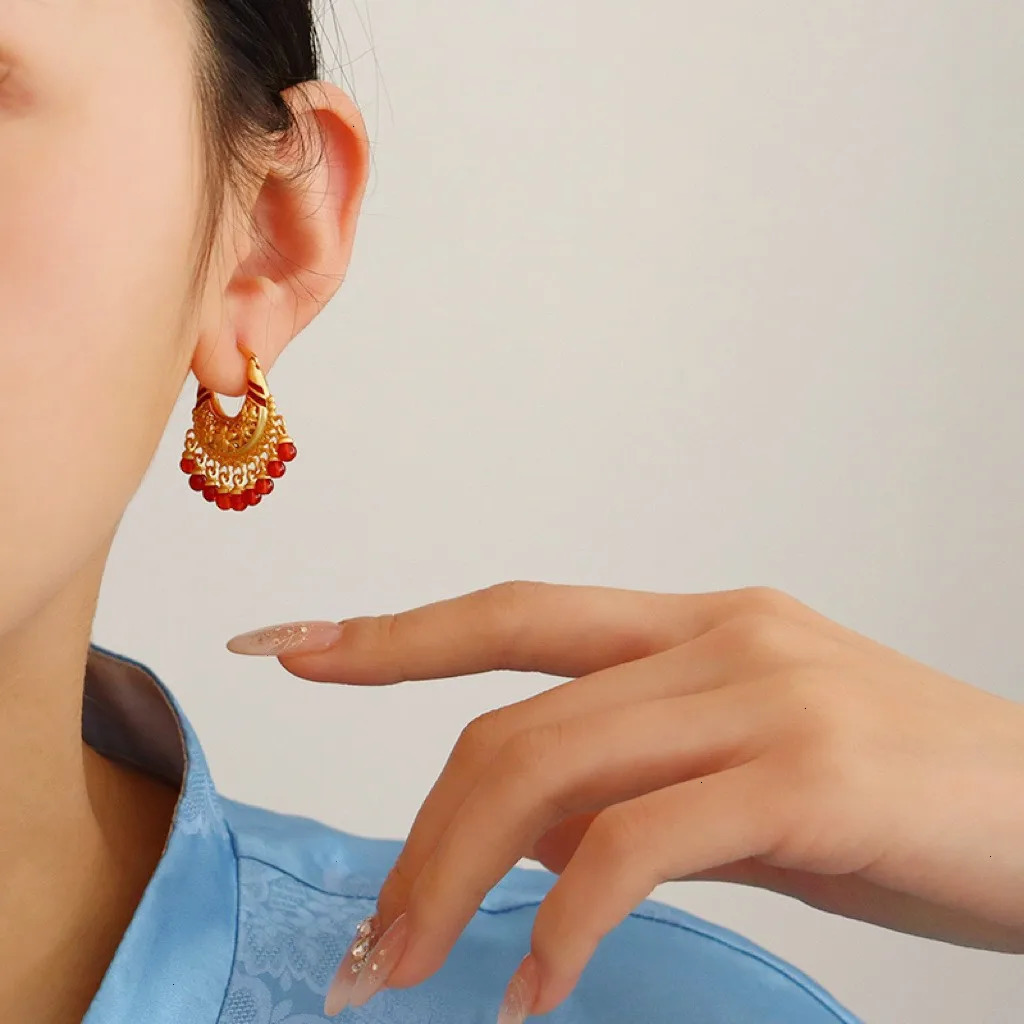 Trendy Bohemia Fan Hoop Earrings For Women Gold Color Handmade Colorful Beads Charms Pendant Earrings Jewelry Girl Party Gifts 251209 - view 4