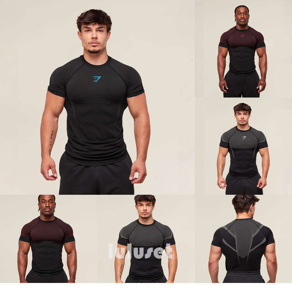 GYM sharks men T-Shirts Gym Clothing Men Fitness American Vintage T shirt Oversized Cotton Round Neck Short Slve Sports Long-Sleeved Run Fitness Vest Casual shirt