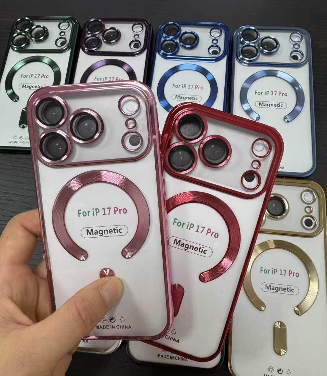 Magnetic Phone Cases for iPhone 17 16 16E 15 14 13 12 11 Pro Max Samsung S25 S24 S23 S22 Plus Ultra CD Grain Chromed Clear Plating Soft TPU with Camer