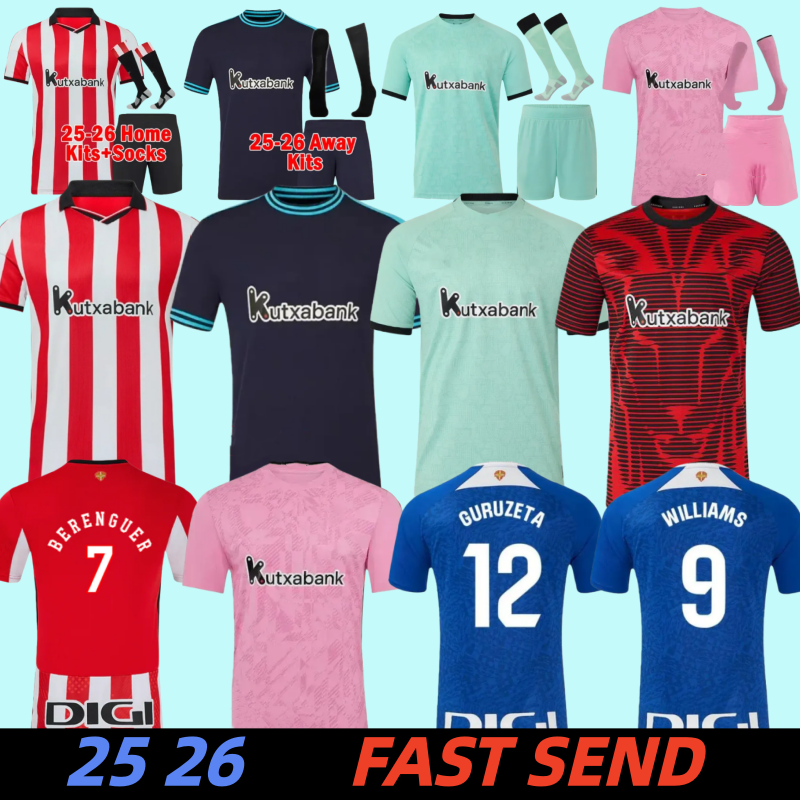 Men Kid Kit athletic Bilbao Jersey 25 26 Williams J.Guerrero 2025 2026 Football Shirt BERENGUER Custom name number