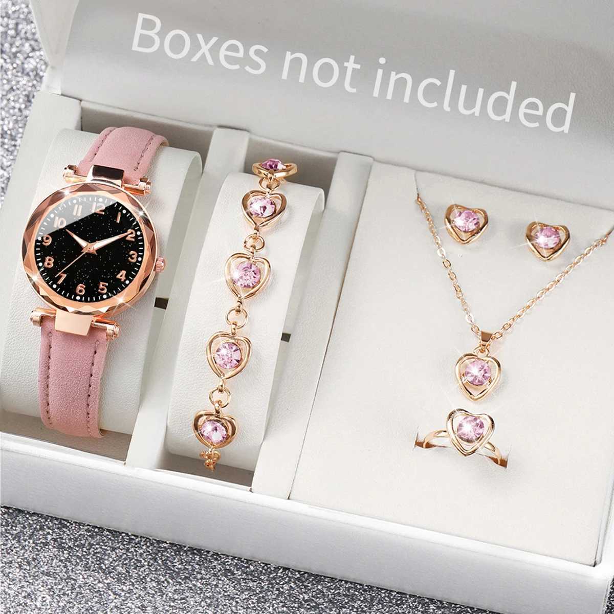 5/6PCS Fashion Women Watches Casual Leather Band Quartz Watch for Women Clock Jewelry Set Reloj MujerWithout Box Y251212