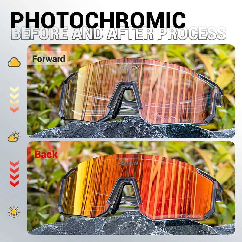 SCVCN New Outdoor Photochromic Sunglasses Sports Bike Cycling Glasses Man MTB Climbing Glasses Women Driving Bicycle Eyewear G251212