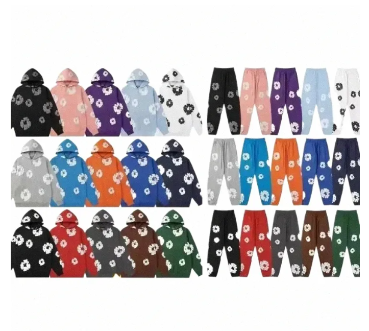 Denim Mens Hoodies Sweatshirts Luxury Designer Mens women Slim fit 3D Foaming Flower aesthetic hoodies designs Streetwear Clothing baggy sweat pants tracksuits