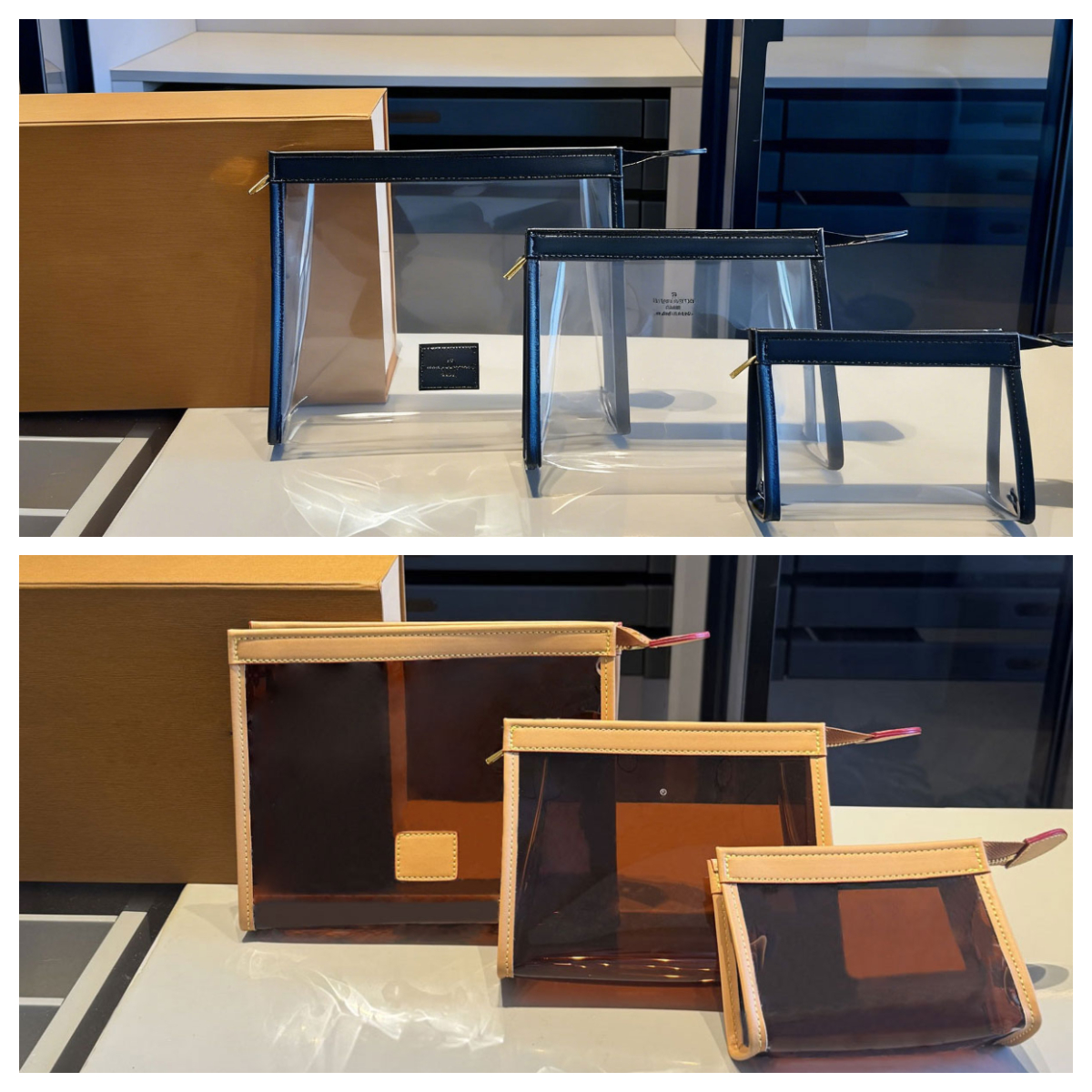 3 Piece Set Jelly Cosmetic Pouch Designer Clutch 7A Grade PVC Clear Storage Bag Travel Waterproof Toiletry Bag Women's Zippered Wallet Beauty Cosmetics Storage Bag