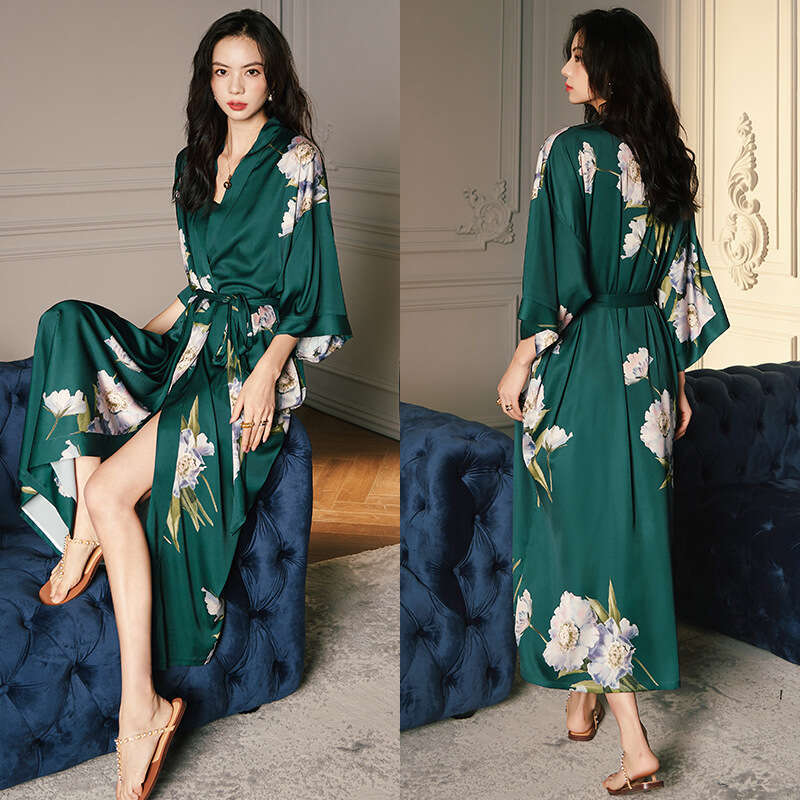 Pajamas for Women Designer Luxury 2026 Satin Chiffon Nightgown for Women, Summer Plus Size Ice Silk Robe, Bathrobe, Loungewear Casual and Comfortable
