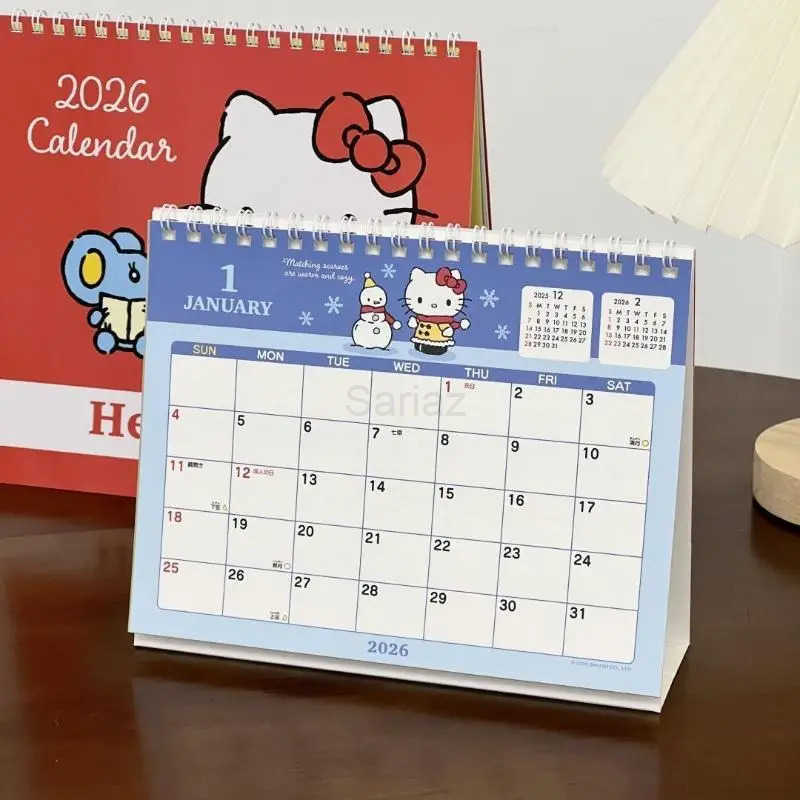 Sanrio 2026 Desktop Calendar Anime Hello Kitty Calendar Kawaii Desktops Decoration Christmas Gifts H251212
