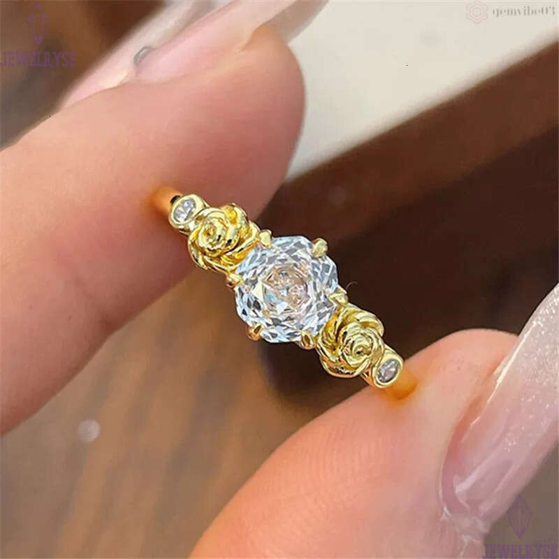 original 1ct s925 sterling silver rose cut designer ring for woman wedding party 5A cubic zirconia luxury engagement diamond 18k gold rings jewelry si