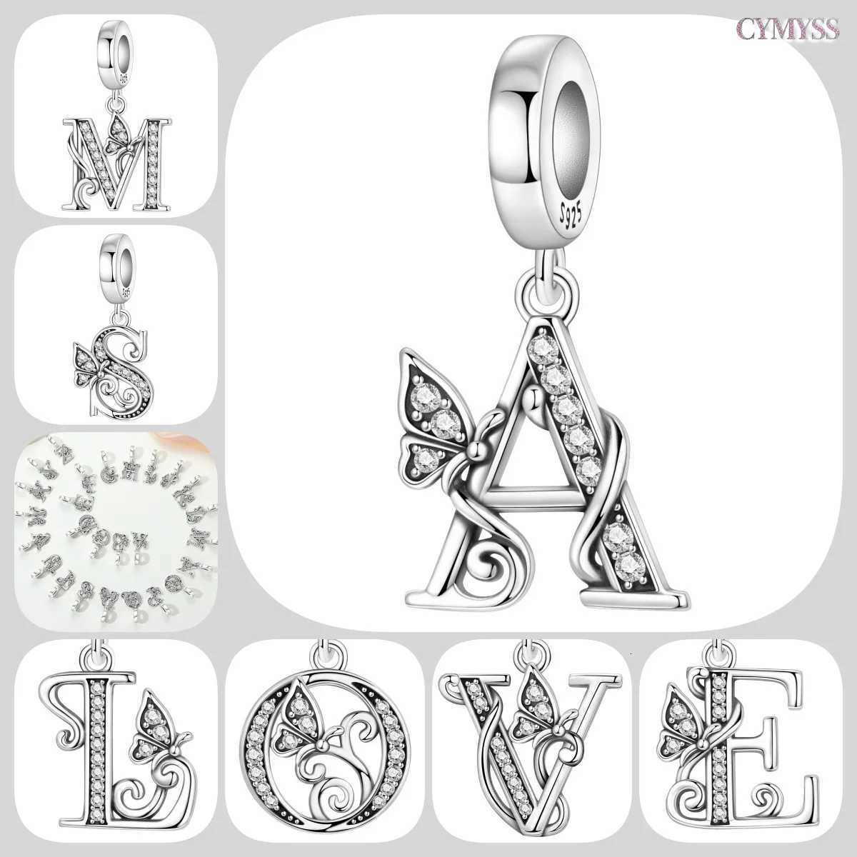 925 Sterling Sier CZ Zircon A-Z 26 Letter Charms bet Beads Pendant Fit Bracelet Necklace DIY Jewelry Y251212