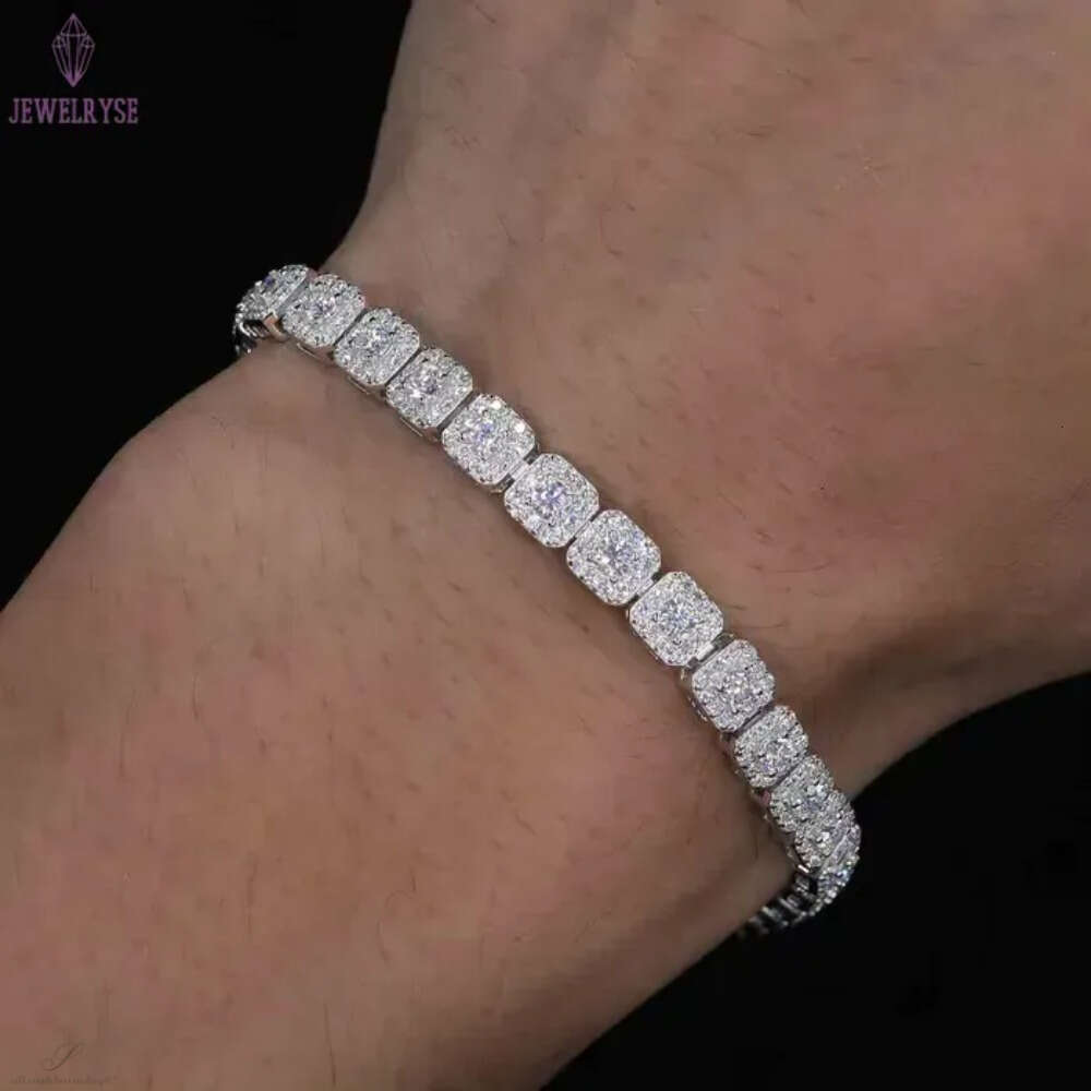 Halo Tennis Bracelet for Unisex Studded With Moissanite Vvs Clarity Diamonds in 925 Sterling Silver Luxury Jewelry