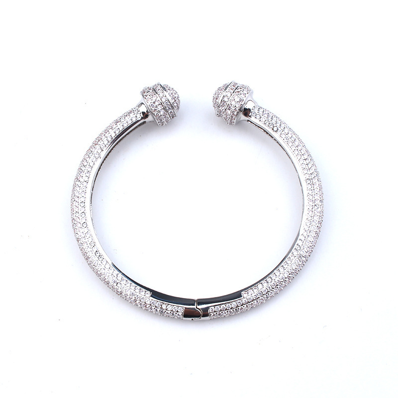 Simple Fashion Women's Elegant Full Zircon U-Shaped Bracelet Ring Set Elegant and Grand Hand Jewelry