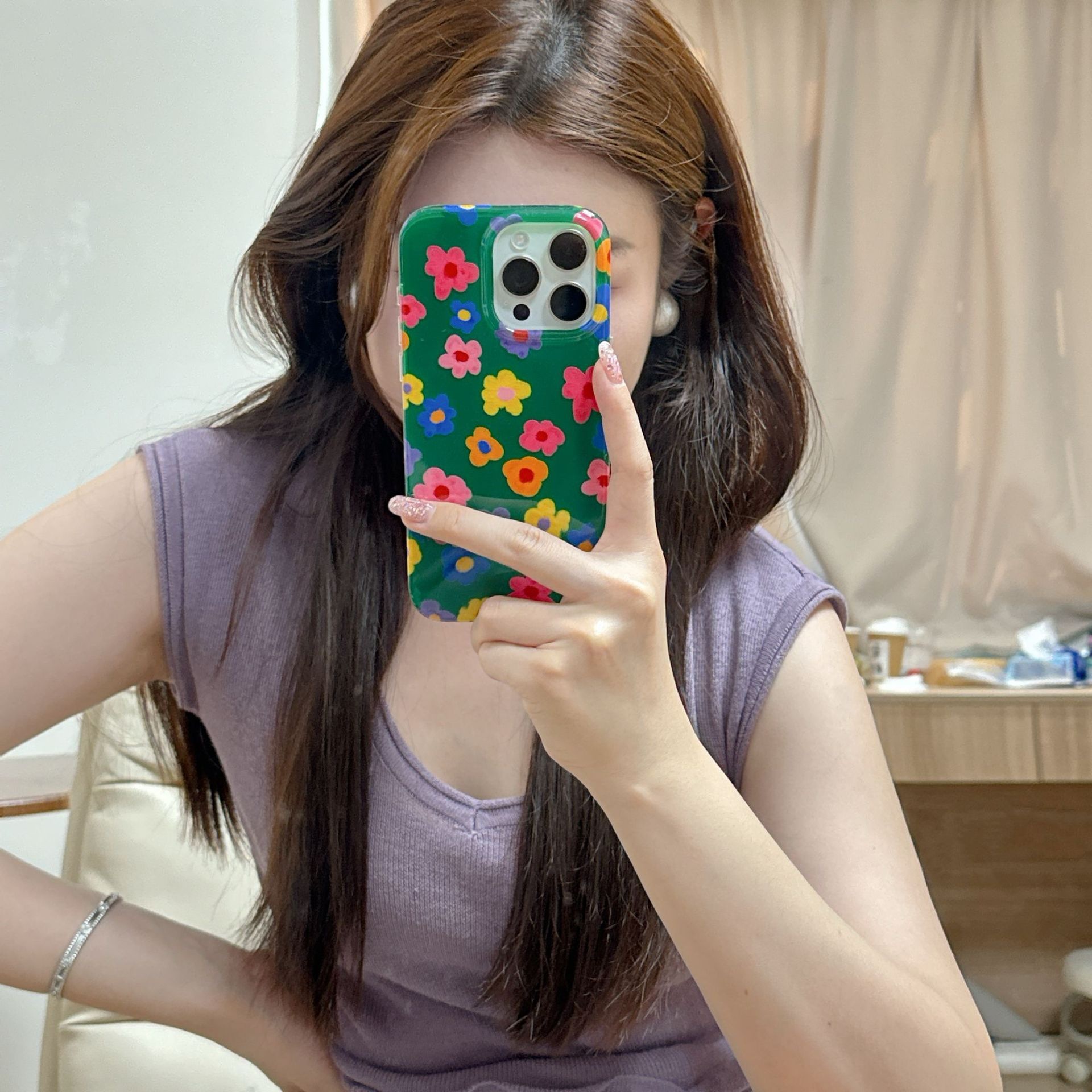 Korean Style Fresh Colorful Flower Suitable for iPhone 17 Apple 16 Pro Max Double-Sided IMD Phone Case 15