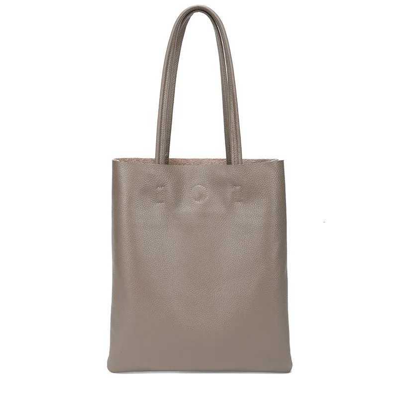 New Genuine Leather Wen Tote Bag Simple Girl Large Solid Soft Cowhide A4 Fem Shopper Handbag Student Casual Shoder Bag Y251211