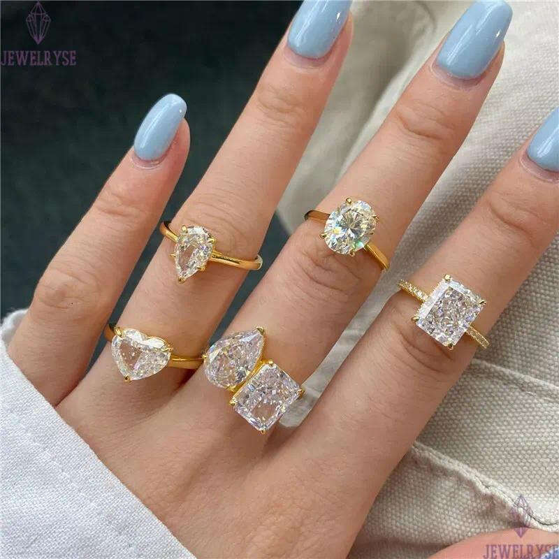 gold designer ring for woman wed diamond luxury 925 sterling silver zirconia oval square heart love wedding promise womens engagement rings jewelry si
