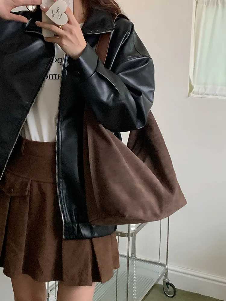 Scrub Leather fem Shoder bags winter new Ladies handbag Large capacity Brand design wen big totes bolsa brown Y251211