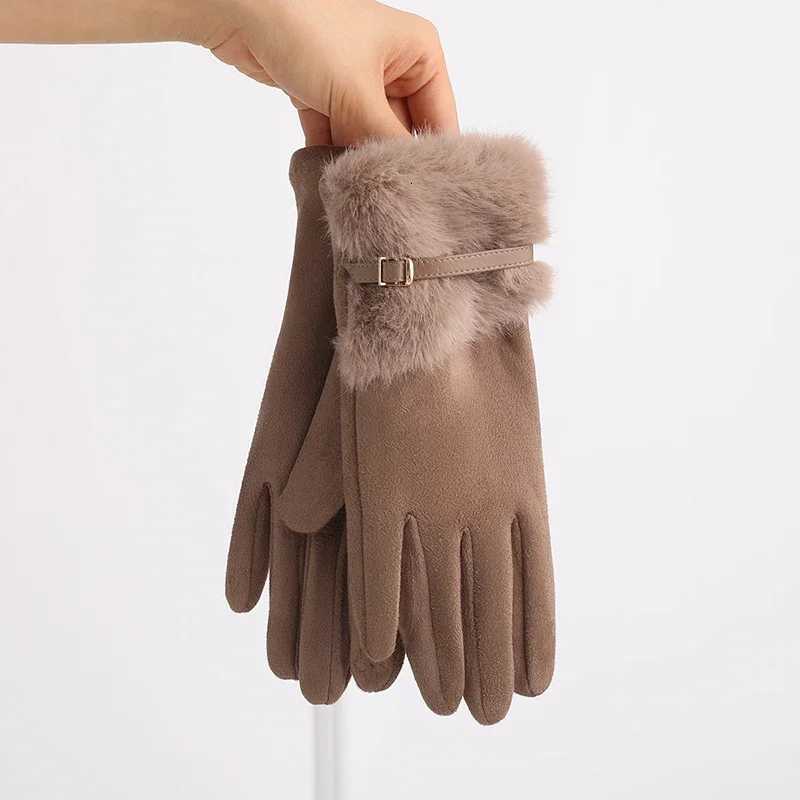 Womens Winter Gloves Touchscreen Suitable for Driving and Cycling with Fleece Lining Warm Windproof Plush Decoration Y251211